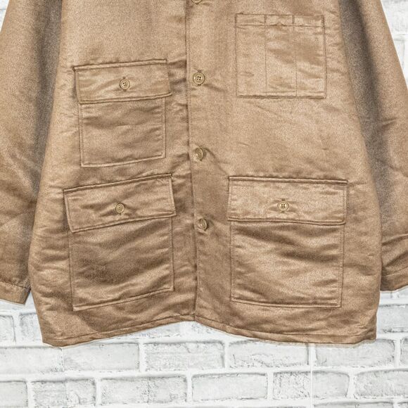 ENGINEERED GARMENTS NY BA Shirt Jacket in Khaki Poly Suede faux leather Small - Picture 8 of 9